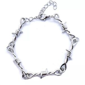 Edgy Silver Barbed Wire Bracelet